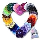 KEAH 40pcs Velvet Scrunchies – Hair Band - Hair Scrunchies For Girls – Hair Scrunchies For Women –Hairbands – Scrunchies With Storage Bag (40 Scrunchies Pack, Multi Colour)