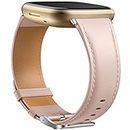 GEAK Leather Band Compatible for Fitbit Versa 3 / Fitbit Sense / Fitbit Sense 2 / Fitbit Versa 4 Bands Women Men, Elegant Replacement Wristband for Fitbit Versa 3 4 / Fitbit Sense 2 / Sense Smartwatch, Pink