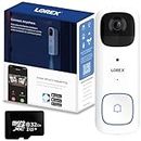 Lorex 2K Wireless WiFi Smart Video Doorbell Camera w/No Subscription Fee - Night Vision, Battery-Powered, Motion Detection (White)