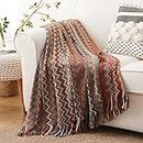 BATTILO Home Boho Throw Blanket for Couch Sofa Bed Farmhouse Cottage Decor , Soft Warm Cozy Knit Blanket with Tassels for Spring Summer Fall (50"x80", Dust Red)