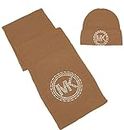 Michael Kors Women`s Stud Hat & Scarf 2 Piece Gift Set (Dark Camel(538562-252), One Size)
