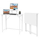 PIPIPOXER 80 x 45 x 75 cm, scrivania pieghevole con ripiano per monitor, scrivania per computer, scrivania in legno, per ufficio, bianco