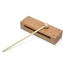 Wood Block Musical Instrument with Mallet Solid Hardwood Percussion Rhythm Blocks
