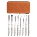 Pedicure Knives, Stainless Steel Nail Dead Skin Calluses Remover Horny Trimmer, Cutter Pedicure Kit with a PU leather box, 8pcs