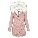 Best Deals On Amazon Today Winter Jackets for Women uk Winter Coats Thick Fleece Lined Warm Zip Up Plus Size Outerwear with Fuffly Hood Parka Jackets Long Sleeve Tops Outerwear (Pink, XXXL)