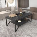 Decorotika Flora Coffee Table w/ Storage Wood/Faux Marble/Metal in Black/Brown | 18 H x 47.2 W x 23.6 D in | Wayfair FLR47CT03