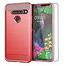 Phone Case for LG G8s ThinQ with Tempered Glass Screen Protector Cover and Cell Accessories Slim Thin Soft TPU Silicone Rugged Rubber Protective LG8S G8Sthinq LGG8Sthinq 8S Cases Women Men Red