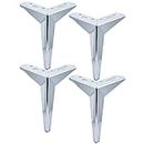 4 Inch / 10cm Metal Furniture Legs, Set of 4 TCHOSUZ Heavy Duty Modern Diamond Triangle Table Desk Chair Sofa Legs Couch Feet with Screws for DIY Cabinet Cupboard TV Bench Stand 4 Pieces Chrome