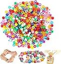 600 Pcs Pony Beads, 6 Styles Multicolored Hair Beads for Braids Round Plastic Bracelet Beads for Crafting Jewelry Making