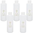 WEBEEDY 5 piezas botellas de agua bendita 250 ml/8 oz blanco con cruz de plástico dorado botella de agua bendita para suministros de iglesia hogar y viajes