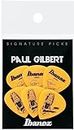 Ibanez Paul Gilbert Signature Pick, forma a goccia corta, pesante (1,0 mm), poliacetale, colore: giallo, confezione da 6
