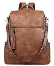 FADEON Laptop Backpack Purse for Women Large Designer PU Leather Laptop Bag, Ladies Bag Shoulder Bags