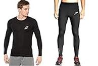 JUST CARE Men's Sports Running Set Compression Shirt + Pants Skin-Tight Long Sleeves Quick Dry Fitness Tracksuit Gym Yoga Suits (M)