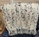 Storehouse Throw Blanket White, Blue, Navy  with Fringe Approx 50" x 64"