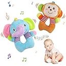 JoyPlus Baby Rattle Toys for 0-6 Months, Baby Soft Rattle Sensory Toys, Newborn First Plush Rattle Stuffed Animals Hand Grip Set, Soft Toys for Babies, Pram Toys for Babies 0-12 Months