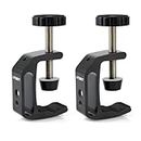 UTEBIT Universal C-Clamp with 1/4" and 3/8" Thread Hole for Desktop Mount Tables Desk Clamps Aluminum Support Small C Clamp 2 Pack