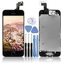 LL TRADER For iPhone 5s/SE LCD Screen Replacement Repair Touch Digitizer Frame Dispaly Assembly Full Set Black 3 Ribbons with Small Parts including (Home Button+Camera+Sensor Flex)