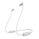 Sony WI-C100 Wireless In-ear Headphones - Up to 25 hours of battery life - Water resistant -Built-in mic for phone calls - Voice Assistant compatible - Reliable Bluetooth connection - White