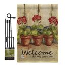 Breeze Decor Welcome To My Garden Burlap Inspirational Sweet Home Impressions 18.5 x 13 in. Double Sided Flag Set Metal Pole Hardware | Wayfair