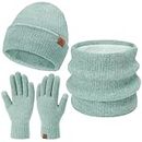 FZ FANTASTIC ZONE Womens Winter Beanie Hats Neck Warmer Touchscreen Gloves Set Warm Knit Slouchy Skull Caps Infinity Scarfs for Women Men