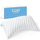 Zoey Sleep Side Sleep Pillow for Neck and Shoulder Pain Relief - Adjustable Memory Foam Bed Pillows for Sleeping - Plush Machine Washable Pillow Cover - Queen Size 19" x 29" (Queen, White)