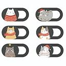 Mizi Webcam Privacy Cover Slide [6 Pack], Cute Camera Blocker Sticker, Protect Your Privacy and Security for Computer, Laptop, Tablets & Phones - Cat Xmas