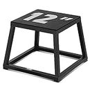 Yes4All Metal Plyo Box - Sturdy, Anti-Slip, and Perfect for Home Gym Workouts - Black - 12 inches
