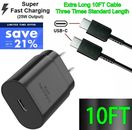 25w Super Fast Charger Type USB-C+10FT Cable For Samsung Galaxy S23 S22 S21 S20