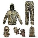 Funkoiteer Ghillie Suit Camouflage Hunting Suits Outdoor 3D Leaf Lifelike Camo Clothing Lightweight Breathable Hooded Apparel