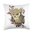 Kleine Magische Eule mit Verzierung Mystical owl Lovers of Beautiful Bird Throw Pillow, 18x18, Multicolor