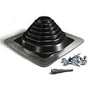 VIVIDA #3 Metal Roof Pipe Boot, EPDM Pipe Flashing Vent Boot, Flexible Pipe Flashing Roof Jack Pipe Boot for Pipe OD 1/4" to 5", Roofing Screws & Hex Socket Included, Square Base, Black, 1 Pack