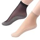 ayushicreationa Women's Summer Ankle length Net Socks Free Size ( Black and Skin_Color , Pack of -2 )