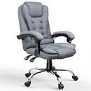 naspaluro Executive Office Chair High Back Desk Chair Ergonomic Recliner Computer Chair Gaming Chair with Tilt Function Heavy Duty for Home Office Working (Grey Fabric)