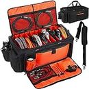 Timoxi Large DJ Bag with 9 Hard Removable Dividers，DJ cable bag with heavy oxford cloth & Padded Shoulder Strap，for Professional DJ Gear, Musical Instrument and Accessories