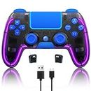 Wireless Controller for PS4 with Hall 3D Remote Joystick / Touchpad / LED Lights , Custom Clear PS4 Remote Game Controller for PlayStation 4 Accessories (Blue)