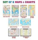 India & World Map ( Both Political & Physical ) with Constitution of India , Indian History , Indian Economy & Geographical Terms Chart | Set Of 8 | Useful for UPSC and other competitive exam preparation | by Hivex Publication