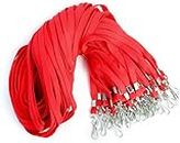 NSSP Tubeless Flat Lanyard ID Badge Lanyards with Swivel J-Hook for ID Name Tags and Badge Holders (Red) Pack of 5