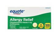 Equate Allergy Relief Medicine, Chlorpheniramine Tablets, 100 Count