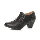 Ajvani Womens Ladies mid Heel Buttons Zip Brogue Ankle Shoe Boots Booties , Black Matte, 5 UK