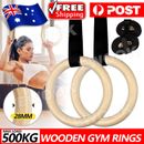 Wooden Gymnastic Olympic Rings Crossfit Gym Fitness Strength Training 500KG