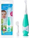 brosse à dents électrique Brush-Baby BabySonic pour bébés/nourrissons | Stade 2 - Premières dents | 0-36 mois | Voyant, vibrations, minuteur 2 min., base à ventouse | Livrée avec 2 têtes et 1 pile AAA