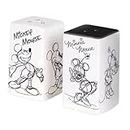 Jerry Leigh Sketched Black and White Salt and Pepper Shaker Set, Cute Disney Ceramic Shakers Kitchen Accessories and Decorations, Set of 2