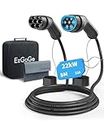 EzGoGo Type 2 Câble Recharge Voiture Electrique, 22kW / 32A / Triphasé / 8 mètres/Mode 3, Câble de Charge Rapide Hybride Plug-in pour Véhicule Électrique de Type 2