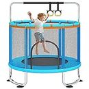 60'' Trampoline for Kids, 5FT Recreational Trampoline, Mini Baby Toddler Small Trampoline, Indoor/Outdoor Kids & Adults Trampoline with Enclosure Net for Boys Girls Christmas Birthday Gifts (Blue)