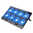 Laptop Cooling Pad with 8 Quite Cooling Fans,Laptop Fan Cooling Pad for 12-17 Inch, Laptop Cooler Stand with 7 Height Adjustable, 2 USB Ports,Wind Speed Adjustable(Black)