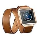 SKEIDO Watch band Durable Long Leather Double Ring Watchbands leather Wrist strap For Fitbit Blaze Smart Watch