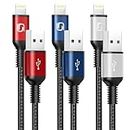 iPhone Charger Cable [Apple MFi Certified] 3Pack 3FT USB-A to Lightning Cable Nylon Braided Fast Charging Cord Compatible with iPhone 14/13/12/11 Pro Max/XR/XS/X/8/7/Plus/6S iPad/iPod/AirPods