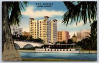 Postcard The Towers Hotel, Excursion Boat, Miami Florida Unposted