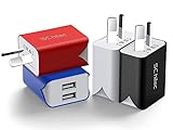 USB Wall Charger 4 Pack 5V/2.1A Dual 2 Port USB Plug Portable AU Mains Power Adapter Charger Compatible with iPhone Xs/X / 8/8 Plus / 7 / 6S / 6S Plus, Pad, Galaxy Note 5 / Note 4, HTC, Moto