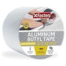 XFasten Super Waterproof Aluminum Butyl Tape, 4-Inch x 16-Foot, Aluminum Foil Tape with Butyl Rubber Adhesive for Window and Metal Roof Flashing, Patching and Gutter Leak Repair